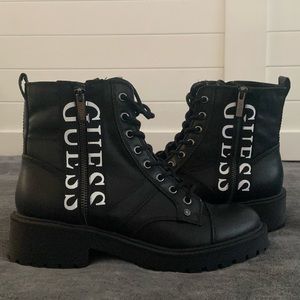 Guess Logo boots black and white women size 8-9M